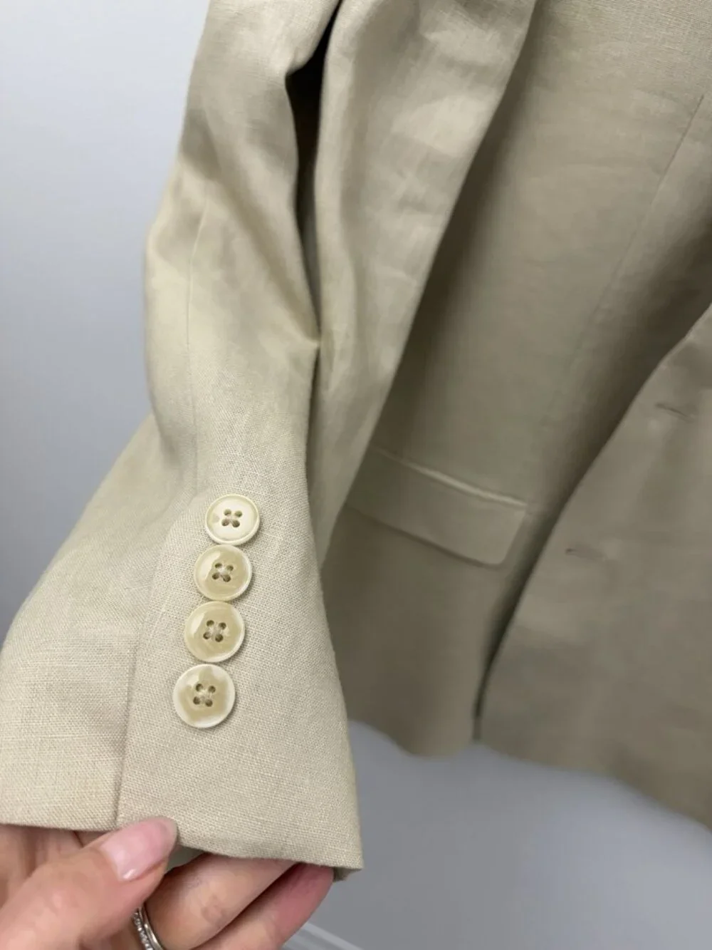 Calvin Klein Mens Sz 50R Beige 100% Linen Blazer 2 Button Dual Vent Great Look - Picture 7 of 13